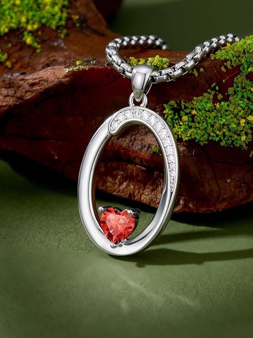Birthday Gifts for Women Alphabet A to Z Initial Birthstone Pendant Necklaces for Women - 18k White Gold Plated Personalized Name Jewelry Anniversary Graduation Gifts for Wife Her Daughter Girlfriend(with Gift Box)