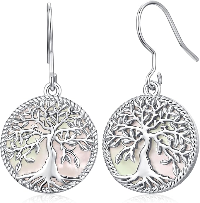 Aniu Tree of Life Earrings for Women Turquoise Malachite Teardrop Dangle Earrings for Women Sterling Silver Anniversary Birthday Drop Dangle Earrings Jewelry Gifts