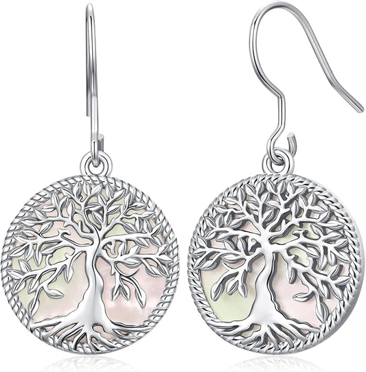 Aniu Tree of Life Earrings for Women Turquoise Malachite Teardrop Dangle Earrings for Women Sterling Silver Anniversary Birthday Drop Dangle Earrings Jewelry Gifts