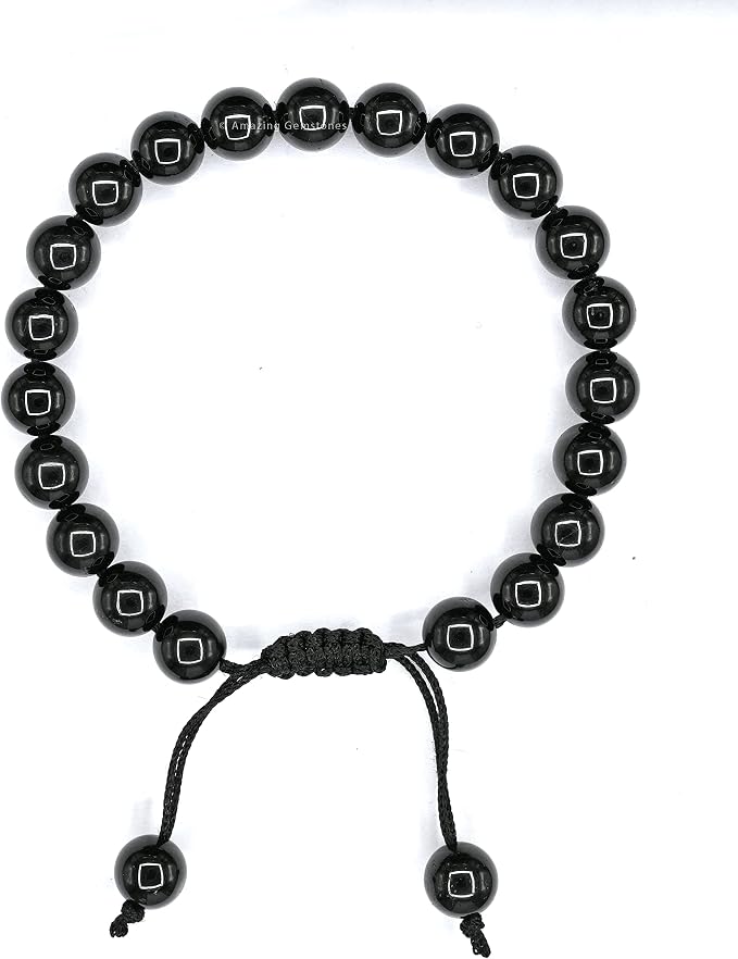 Amazing Gemstone Black Obsidian Bracelet for Women Men's Gifts - Protection Healing Crystal Bracelet - 8mm Gemstone Beaded Adjustable Bracelet Pulseras para Hombres Mujer Stocking Stuffers