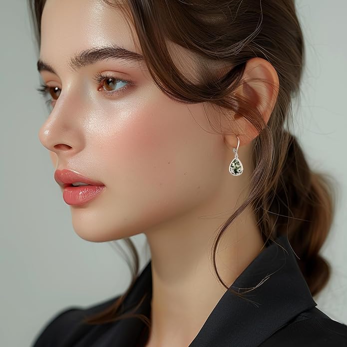 Dangle Earrings Sterling Silver Moonstone/Turquoise/CZ/Crystal Earrings for Women Tree of Life Animal Filigree Leverback Earrings Jewelry Gifts