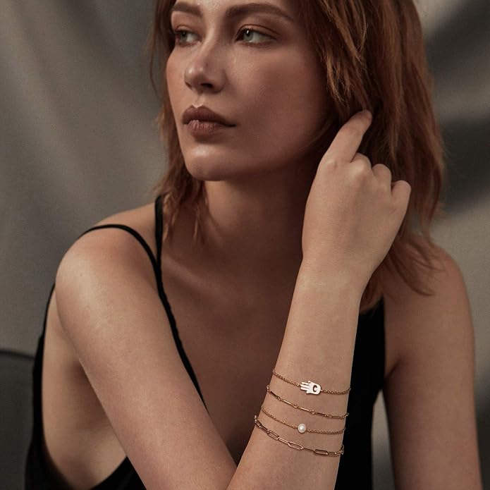 LOYATA Gold Bracelet Gold 14K Gold Filled Dainty Chain Simple Jewelry Gift for Women