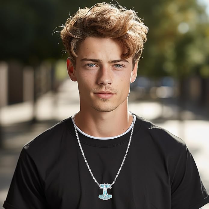 Turquoise Jewelry for Women Men 925 Sterling Silver Pendant Urn Necklaces for Ashes Picture Locket Necklace Thor Hammer Yggdrasil Virgen De Guadalupe St Michael Christopher Judas Witches Knot Necklace