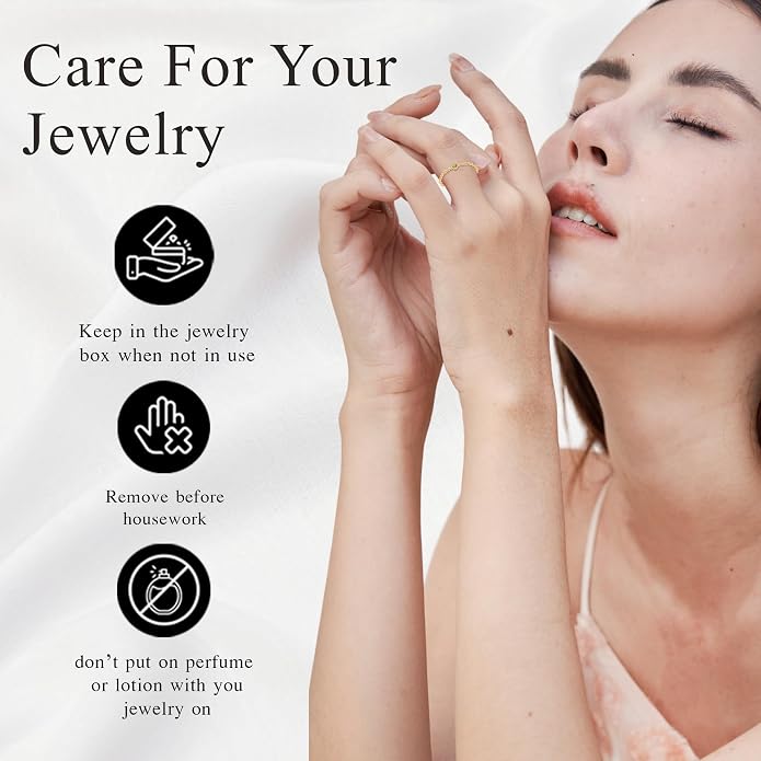 14k Gold Chain Rings for Women with Natural 2.2mm Birthstone, Women's Statement Rings, Chain Rings