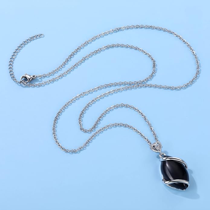 Jovivi Amethyst Rose Quartz Stone Necklace for Women Men, Full Wire Wrapped Natural Gemstone Reiki Healing Crystal Pendant Jewelry