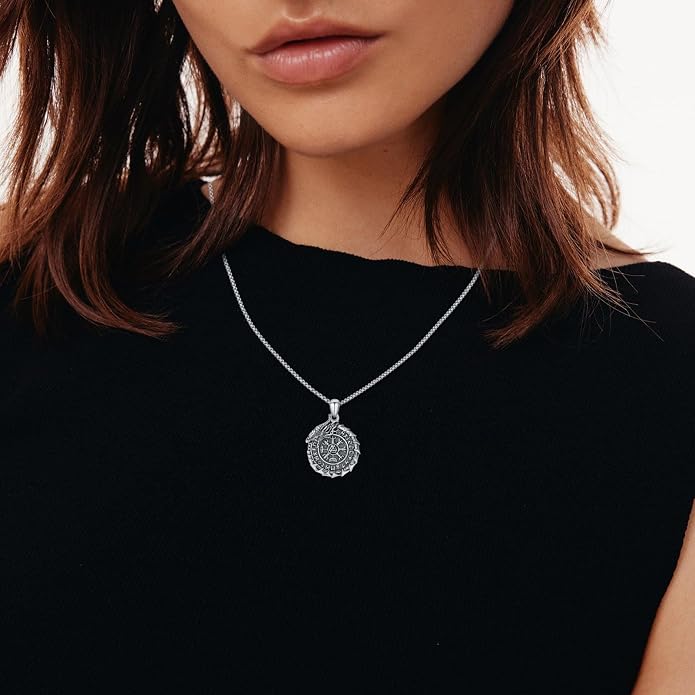 Viking Necklace for Men 925 Sterling Silver Nordic Viking Necklace Viking Amulet Jewelry Gifts for Men Women