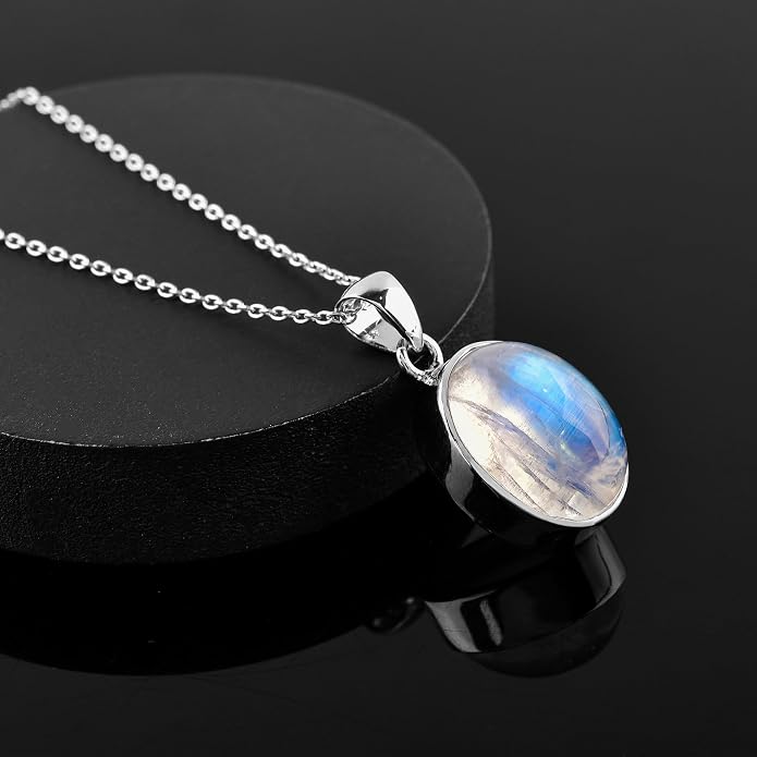 Raw Gemstone Dainty Pendant Necklace for Women, Trendy Healing Chakra Crystal, Birthstone Handmade 925 Sterling Silver Adjustable 18 inch Chain Jewelry, Birthday Gifts