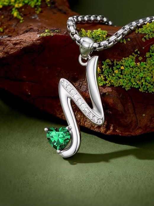 Birthday Gifts for Women Alphabet A to Z Initial Birthstone Pendant Necklaces for Women - 18k White Gold Plated Personalized Name Jewelry Anniversary Graduation Gifts for Wife Her Daughter Girlfriend(with Gift Box)