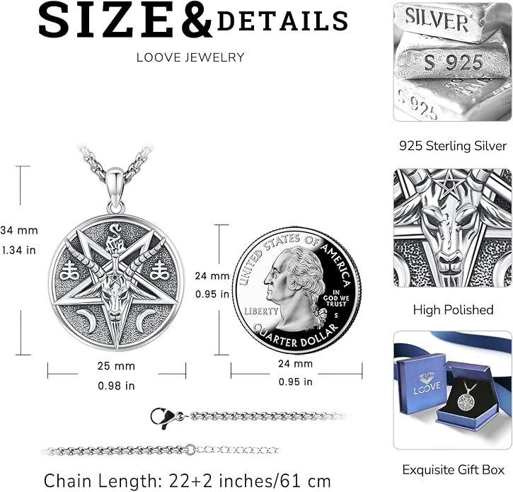 Pentagram/Celtic Knot/Witches Knot/Santa Muerte/Triple Moon Goddess/Baphomet/Hecate Necklace Sterling Silver Magic Wiccan Amulet Pagan Jewelry for Women Men