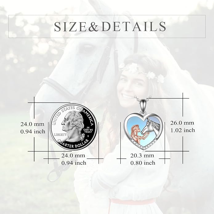 YFN Horse Pendant Necklace Sterling Silver Women with Horse Gift for Women