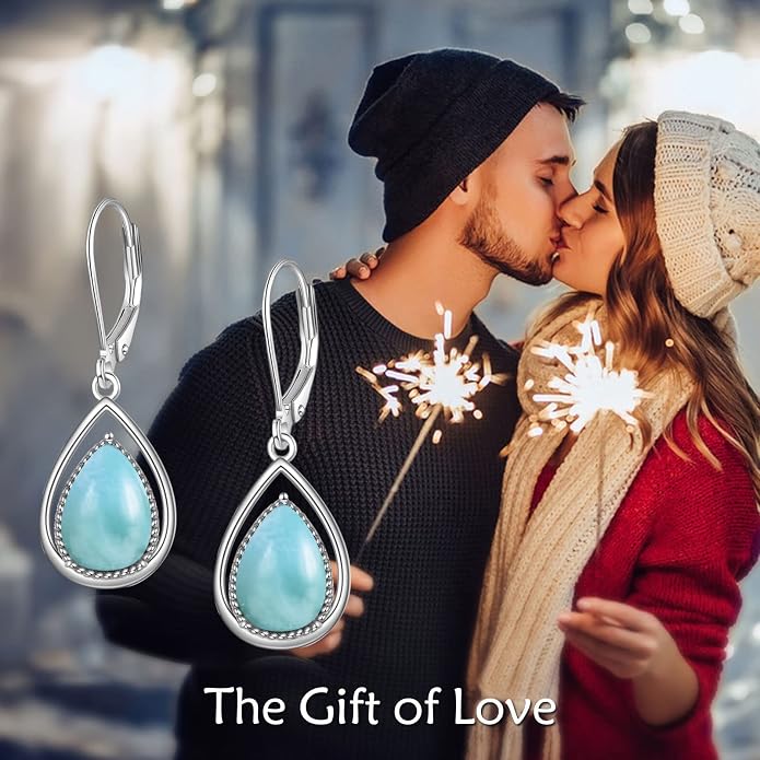 VONALA Dangle Earrings 925 Sterling Silver Opal Larimar Lapis Sapphire Turquoise Moss Agate Crystal Dangling Earrings Jewelry Gift for Women