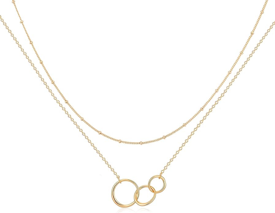 MEVECCO Layered Heart Necklace Pendant Handmade 18k Gold Plated Dainty Gold Choker Arrow Bar Layering Long Necklace for Women