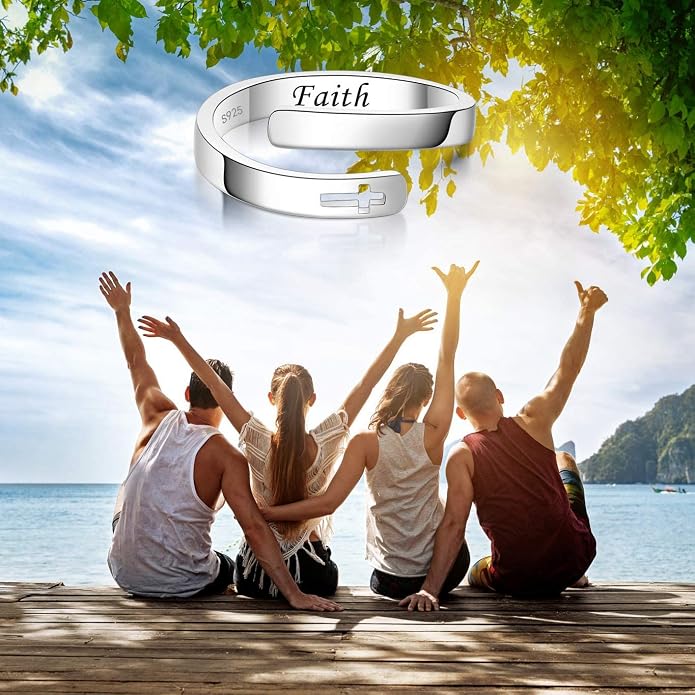 BEILIN 925 Sterling Silver Inspirational Jewelry Rings Adjustable Ring Personality Encouragement Gift for Teens Women
