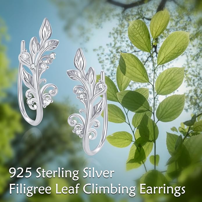 leaf/cherry blossom/purple orchid/celtic knot earrings Ear Climber Crawler Cuff Sterling Silver Wrap Earrings for Women