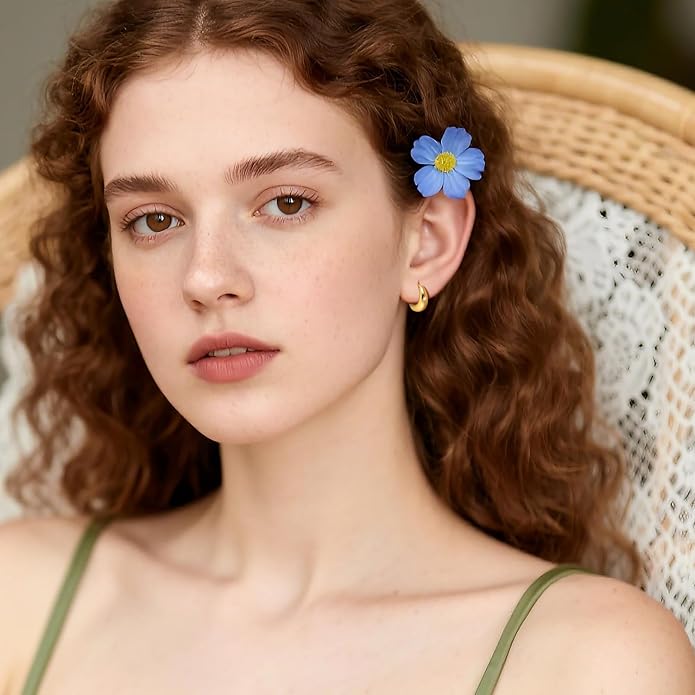 Gold Hoops Earrings for Women 14K Gold Earrings for Women Chunky Golden Hoop Earring for Womens Hoops Simple yet Distinctive Teardrop Silhouette Womens Hoop Earring15/20MM