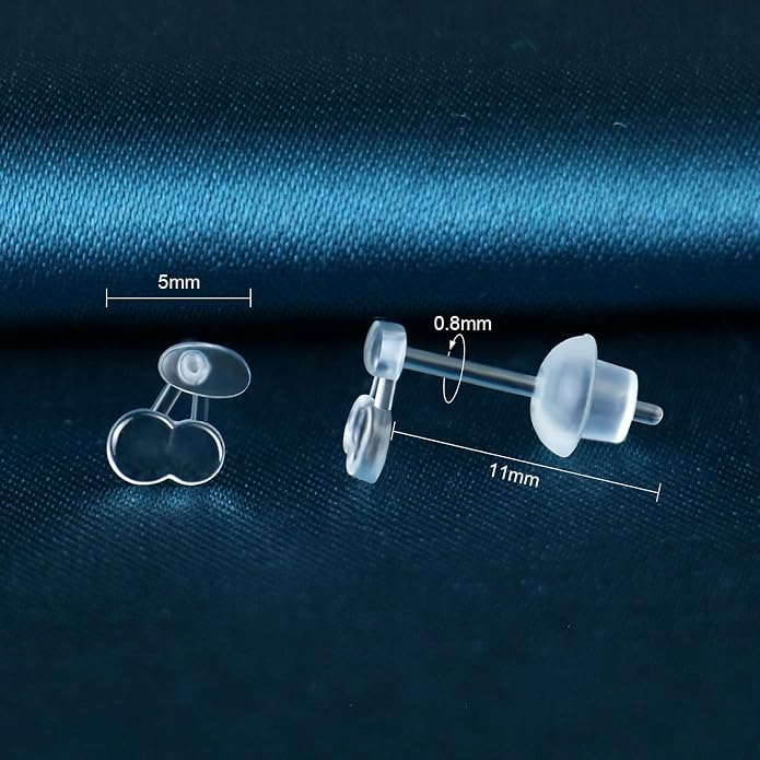 6 Pairs Invisible Plastic Post Earrings For Sensitive Ears - Clear, Sports & Work