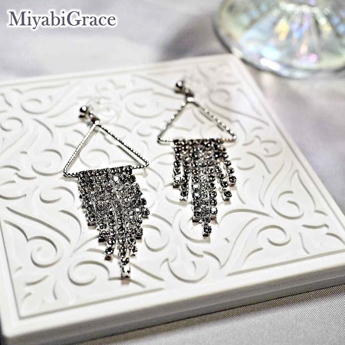 Dangle Silver Invisible Clip On Earrings for Women Not Pierced Gold Crystal Rhinestone Comfortable Hoop Fringe Long Chain Clip On Earrings