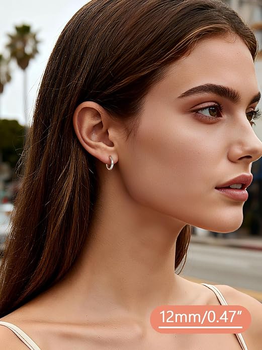 FaithHeart 925 Sterling Silver Post Huggie Hoop Earrings for Women, Silver Small Hoop Earring, Hypoallergenic Cartilage Earrings for Women