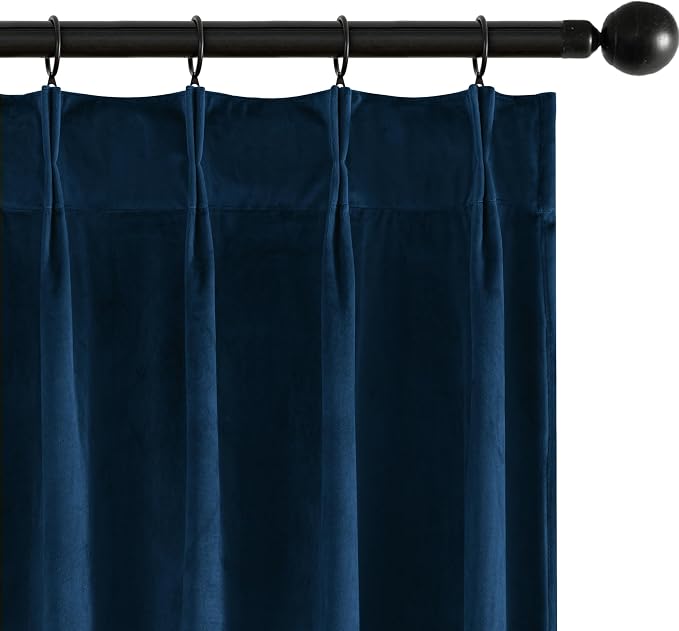 MIULEE Navy Blue Velvet Curtains 108 inches Long, Pinch Pleated Blackout Drapes with Hooks, Thermal Insulated Pinch Pleat Panels for Bedroom Living Room, 2 Panels