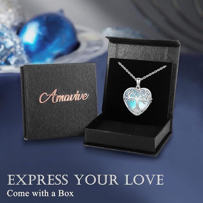 Tree of Life Necklace for Women Moonstone/Turquoise/Amethyst Pendant Boho Necklace Fine Jewelry Gifts for Wife Mom Grandmother