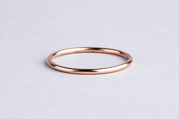 Melanie Golden Jewelry 1mm Thin Smooth Stacking Skinny Ring in Sterling Silver, Gold, or Rose Gold | Handmade Comfort Fit Dainty & Minimalist Bands for Women | Sizes 2-12
