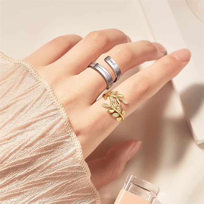 Inspirational Rings for Women Statement Stainless Steel Spiral Wrap Twist Ring Encouragement Personalized Jewelry Birthday Gifts