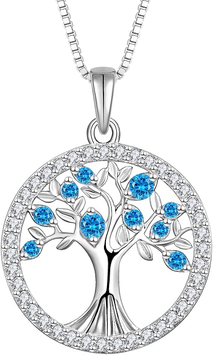 STARCHENIE Tree of Life Necklace 925 Sterling Silver Pendant for Women Family Tree Necklaces Birthstone Jewelry for Her Wife Mom Grandma