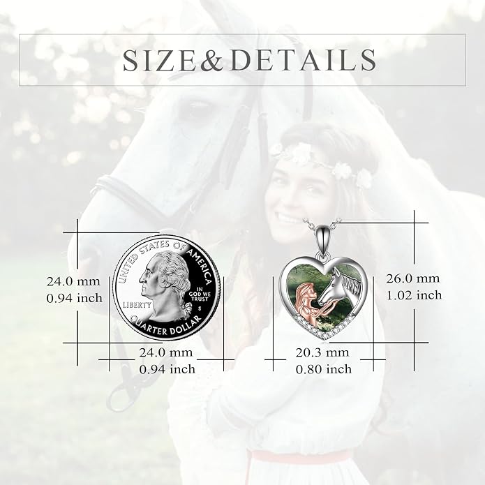 YFN Horse Pendant Necklace Sterling Silver Women with Horse Gift for Women