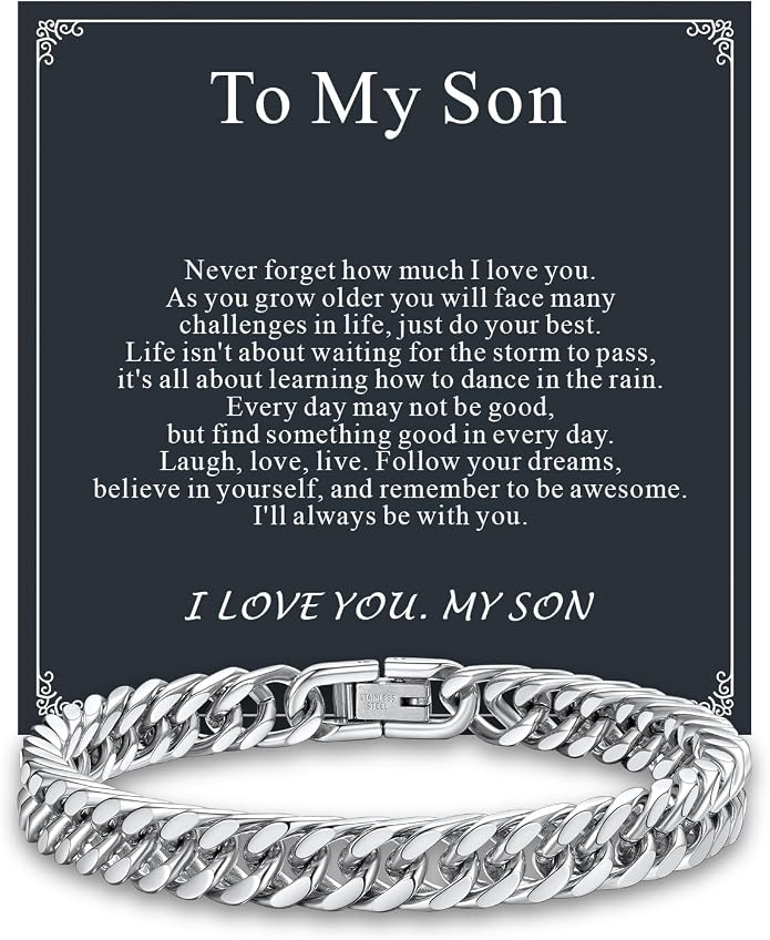 Supcare Unique Anniversary Birthday Valentines Fathers Day Stainless Steel Cuban Link Bracelets for Men Him, To My Man Dad Husband Love Always Remember Wrist Chain Bracelet Jewelry Gifts