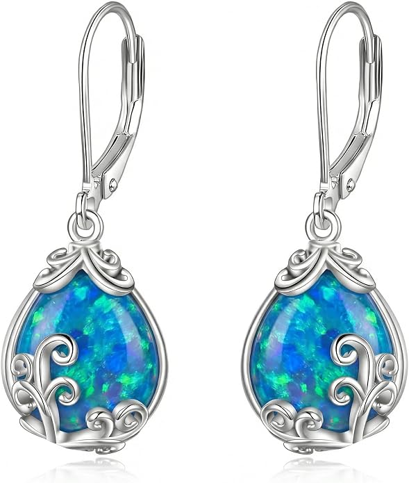 POPLYKE Celtic Filigree Teardrop Drop Dangle Earrings Sterling Silver Leverback Earrings Jewelry for Women