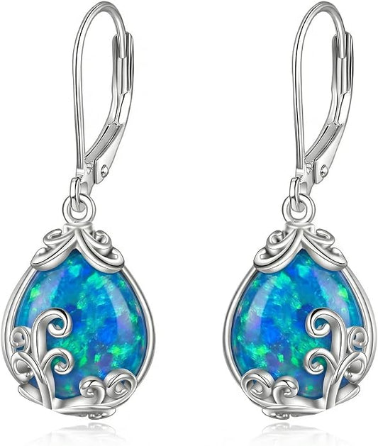 POPLYKE Celtic Filigree Teardrop Drop Dangle Earrings Sterling Silver Leverback Earrings Jewelry for Women