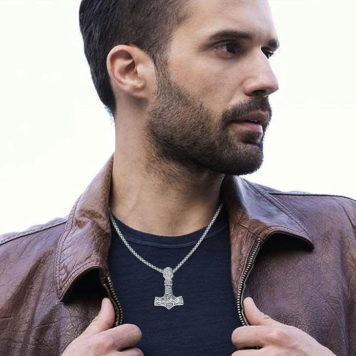 Viking Necklace 925 Sterling Silver Celtic Nordic Runes Amulet Necklace Viking Jewelry for Men Women