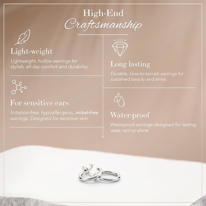 14K Gold-Plated, Lightweight, Open Hoop Earrings For Women