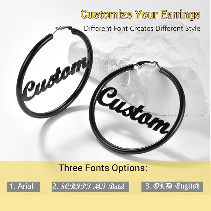 Stainless Steel Chunky Hoop Earrings For Women, Minimalist and Chic, Black/Gold Plated, Round Hoops Earrings Hypoallergenic, Size: 30mm/40mm/60mm/80mm, Come with Box