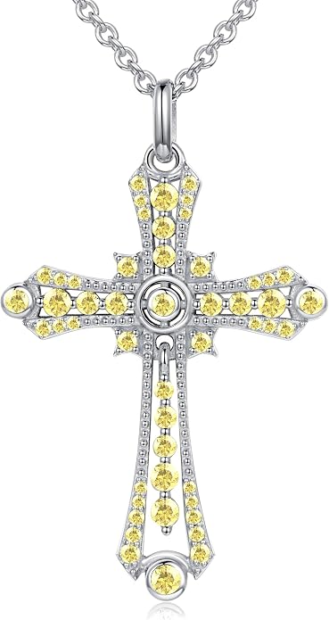 E Religious Gifts for Women, Cross Necklace 925 Sterling Silver Crucifix Pendant Necklace, Christian Jewelry Gifts for Her Women Wife Girlfriend Mom