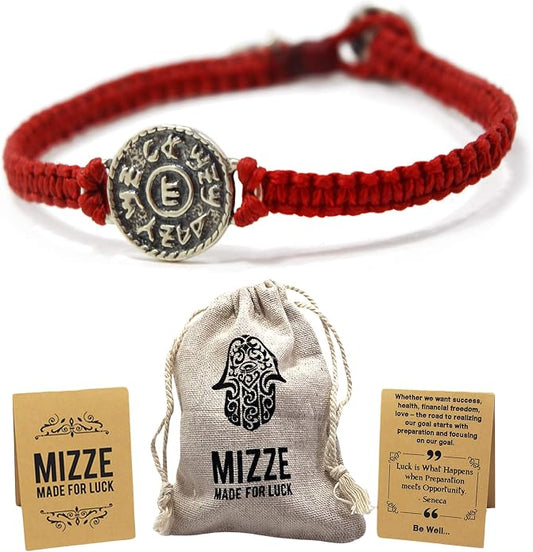 Red String Macrame Prosperity Financial Success & Evil Eye Protection Bracelet with Silver Coin Charm - Gift for new job, long distance relationship gift, new business gift