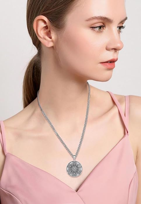 AEONSLOVE Tetragrammaton De Plata 925 Sterling Silver Tetragrammaton Necklace/Metatron Cube Pendant Amuleto De Proteccion Gifts for Women Men