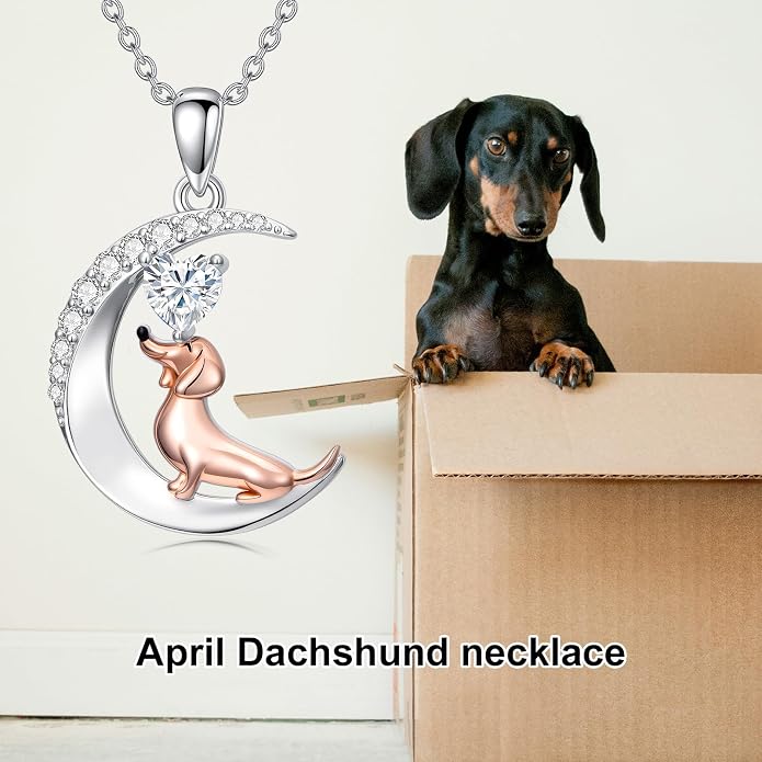 PROESS Animal Birthstone Necklace 925 Sterling Silver Otter/Axolotl/Hippo/Elephant/Dachshund/Monkey/Red Panda Pendant Necklace Animal Birthstone Jewelry Gifts for Women