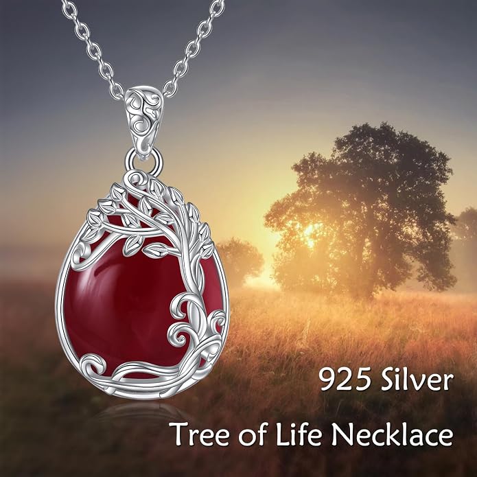 YAFEINI 925 Sterling Silver Moonstone Necklace Filigree Teardrop Pendant Necklace Jewelry for Women Girls