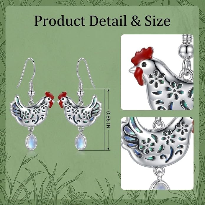 Silver Earrings Women Dangle Filigree/Abalone Shell/Turquoise Cowgirl Earrings Cat/Hummingbird/Chicken/Celtic Knot/Butterfly Jewelry Birthday Gifts for Women
