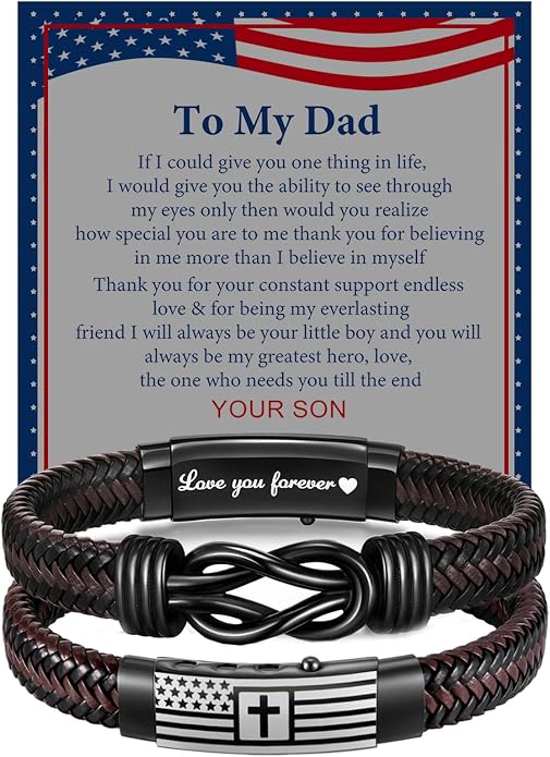 VNOX Men's Inspirational Mantra Engarved Handmade Braided Leather Adjustable Cuff Bangle Bracelet Encouragement Motivational Gift for Men