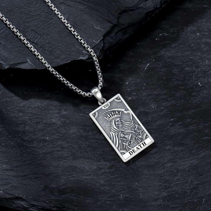Skull/Skeleton Memento Mori Necklace 925 Sterling Silver Skull/Skeleton Pendant Hourglass Necklace Skull/Skeleton Jewelry for Men Women
