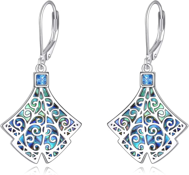 Abalone Shell Dangle Drop Earrings for Women 925 Sterling Silver Filigree Bohemian Earrings Jewelry Gift