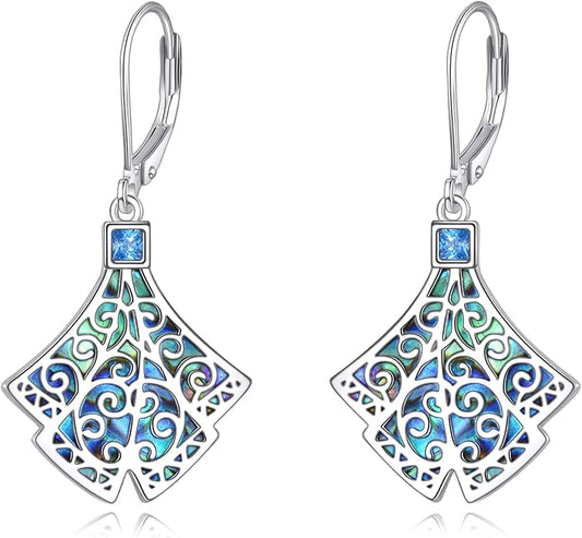 Abalone Shell Dangle Drop Earrings for Women 925 Sterling Silver Filigree Bohemian Earrings Jewelry Gift