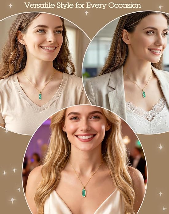 Natural Gemstone New Beginnings Birthday Graduation Gifts 925 Silver Jewelry Plated with 18K Gold Protection Necklace for Women