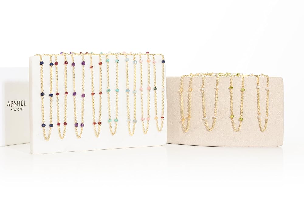 Moonstone Necklace for Women, Premium Beaded Gold Necklaces for Women - Tarnish Free 18K Gold Vermeil Certified S925 Classic Statement Necklace Gold Jewelry for Women - Mothers Day Gifts for Mom Wife