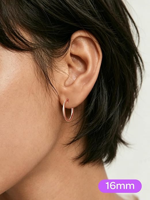 ChicSilver Sterling Silver Hoop Earrings for Women Hypoallergenic 925 Sterling Silver Huggie Earrings for Women Dainty Earring (8/10/12/14/16/18/20MM)