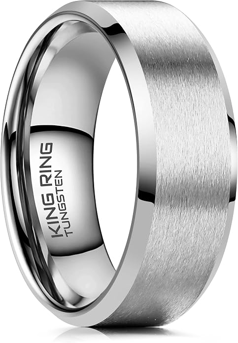 King Ring Tungsten 4/6/8/10mm Rings – Super Polished Matt Finish Tungsten Rings – Designed in USA