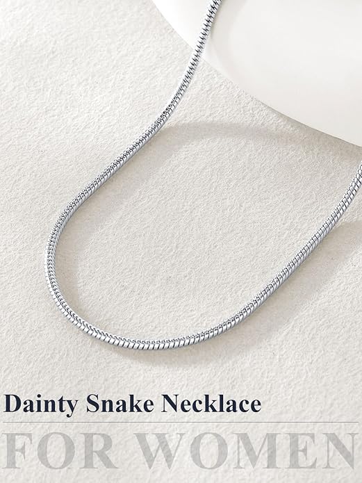 U7 Snake Necklace for Women 14K Gold Plated/Silver/Rose Gold/Black Chain Necklace Hypoallergenic, Stainless Steel Tiny Snake Chain Necklace 1/1.2/1.5/2MM, 14-30" Adjustable Minimalist Gift