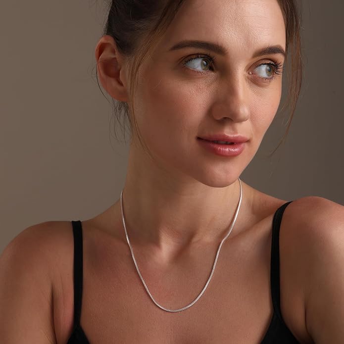 LeCalla 925 Sterling Silver Italian Jewelry Adjustable Chain Necklace, Sliding Bolo Chain Necklace for Women Slider Chain 14 to 24 Inch.